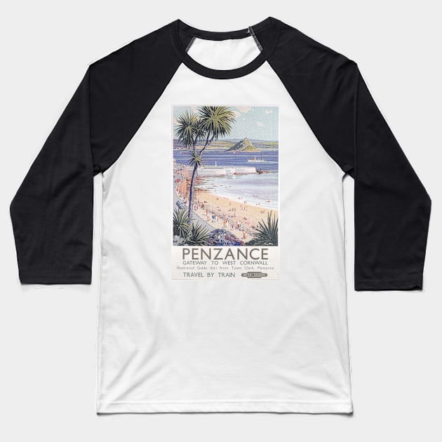 Penzance, Cornwall - Vintage Railway Travel Poster - 1955 Baseball T-Shirt by BASlade93